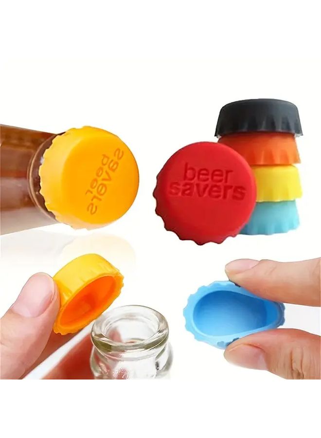 Reusable Silicone Bottle Lids 4 Pcs Random Color Leak Proof Beer Soda Sealers Wine Preservers Food Safe Kitchen Use Beverages Seasoning Bottles - Image 2