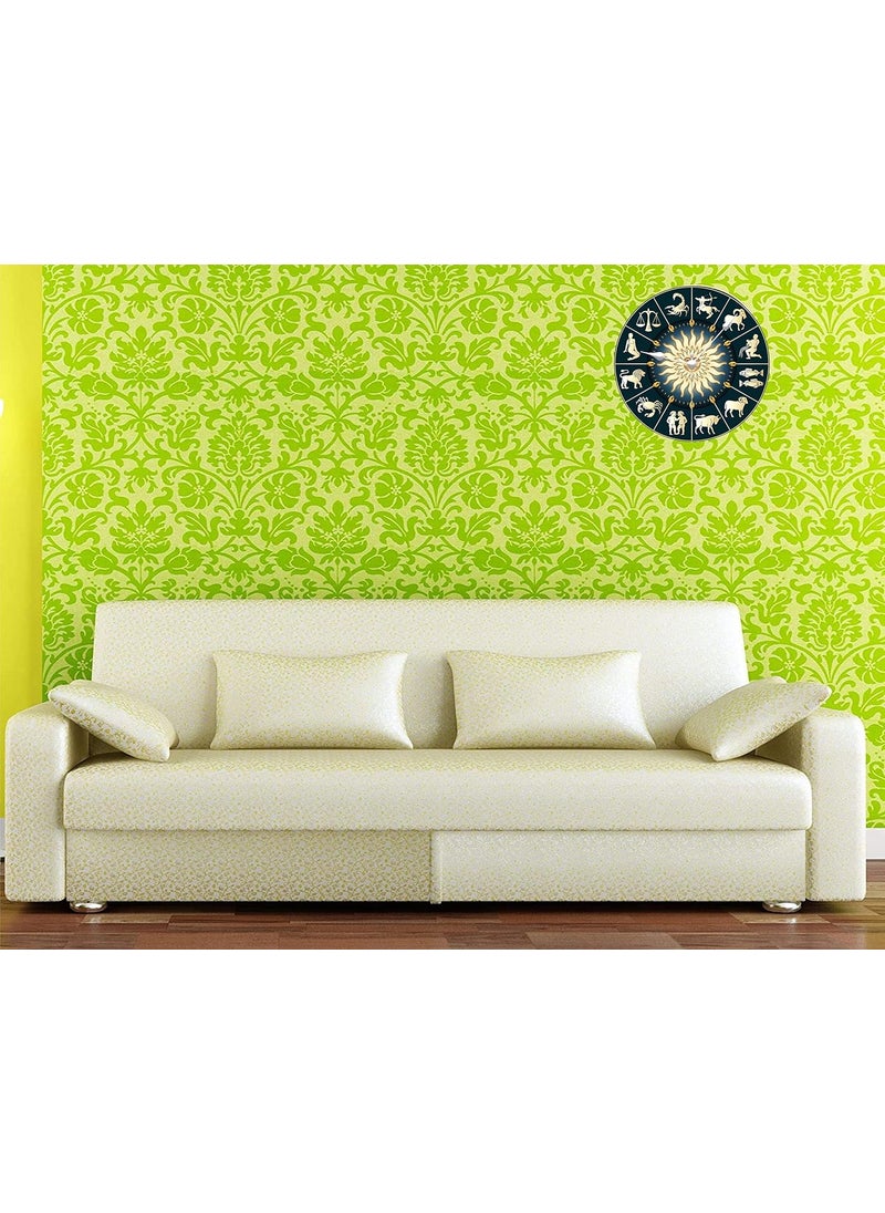 KARTIK KARTIK Wall Clock Zodiac Sign and Sun in The Middle Printed Designer Round Wooden Wall Clock Without Glass for Your Home/Living Room/Bedroom/Kitchen and Office (Multicolor, 11X11 inches)  - Image 2