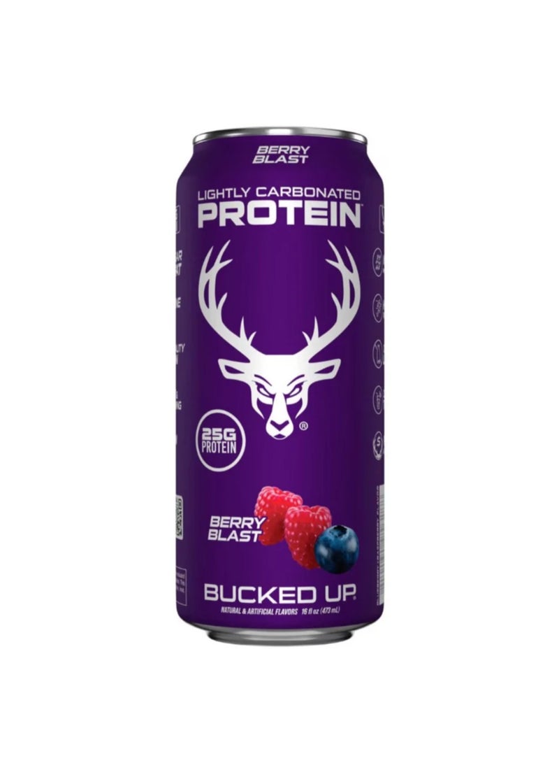 Bucked Up Lightly Carbonated Protein Soda | 25g Whey Isolate - Zero Sugar, Low Calorie, Caffeine Free, Clean Drink | Sparkling Protein Soda - 12 Pack, 16 oz Cans (Berry Blast) - Image 4