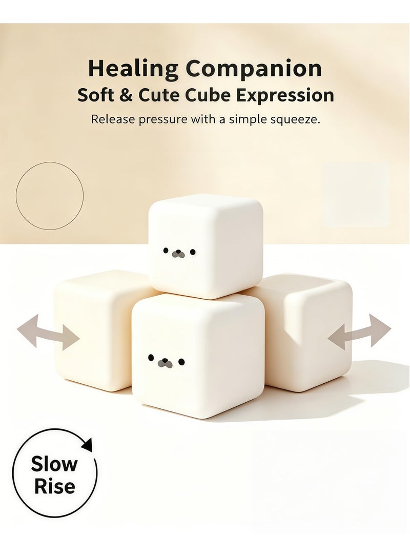 Soft Tofu Cube Seal Squishy Fidget Toy, White Slow Rising Stress Relief Squeeze Toy for Kids & Adults - Image 2