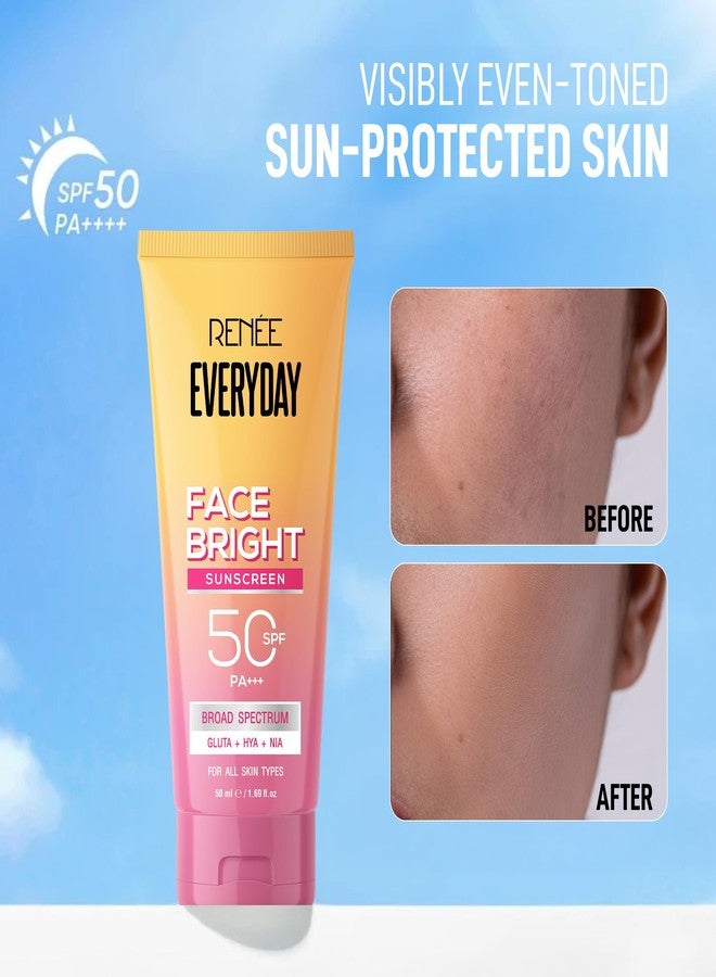 رينيه واقي الشمس اليومي لتفتيح البشرة من رينيه، عامل حماية من الشمس 50، PA+++، مع النياسيناميد وحمض الهيالورونيك والجلوتاثيون | حماية واسعة النطاق من الأشعة فوق البنفسجية UVA وUVB | يفتح البشرة ويرطبها ويحميها | 50 مل - Image 4