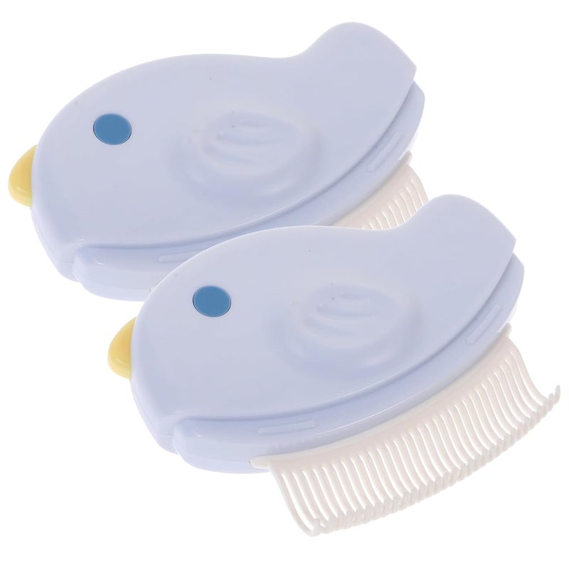Kichvoe 2pcs Pet Grooming Combs for Cats and Dogs, Indoor Shedding Brush with Detangling Function, Blue Plastic Hair Removal Tool for Small to Medium Pets - Image 1