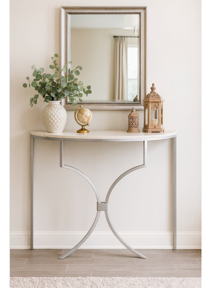 بلوط طاولة كونسول للمدخل، طاولة جانبية، إطار وقواعد من المعدن القوي ، طاولة للممر وغرفة المعيشة - Image 1