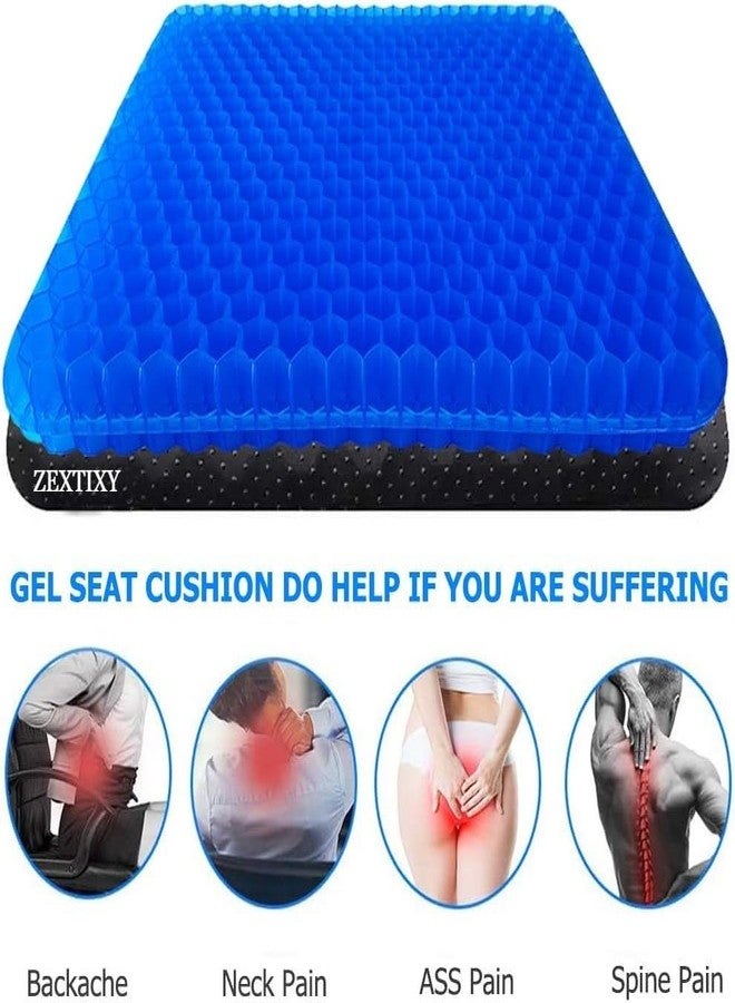 Zextixy وسادة مقعد مربعة الشكل من زيكستيكسي للجلوس لفترات طويلة، (سمك إضافي 2.4 بوصة) وسائد ناعمة وجيدة التهوية لتخفيف الضغط، وسادة كرسي لآلام الورك، كرسي متحرك بدون نقاط ضغط - أزرق، قطعة واحدة - Image 5