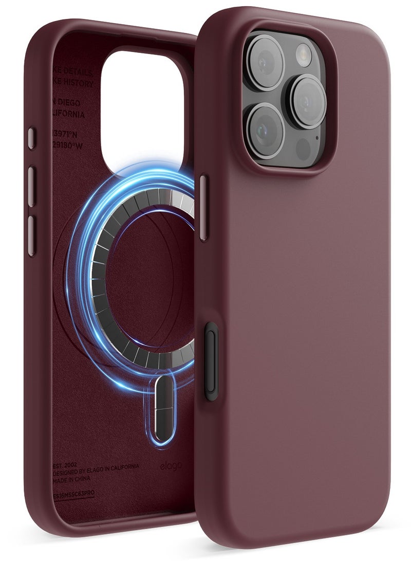 Elago Magnetic Liquid Silicone for iPhone 16 PRO Case Cover Compatible with MagSafe Shockproof - Burgundy - Image 1