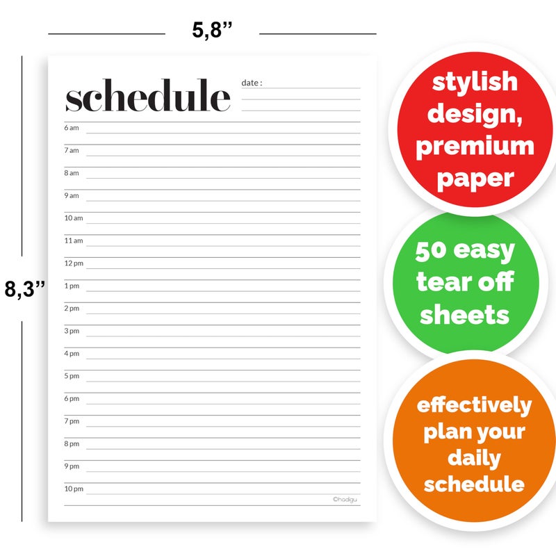 HADIGU Daily Planner Notepad, Daily Schedule Pad, Tear-Off, A5 Size (5.8" x 8.3") To Do List Notepad, Productivity Planner for Work and Study, Premium Thick Paper with Cardboard Back Support by Hadigu. - Image 4