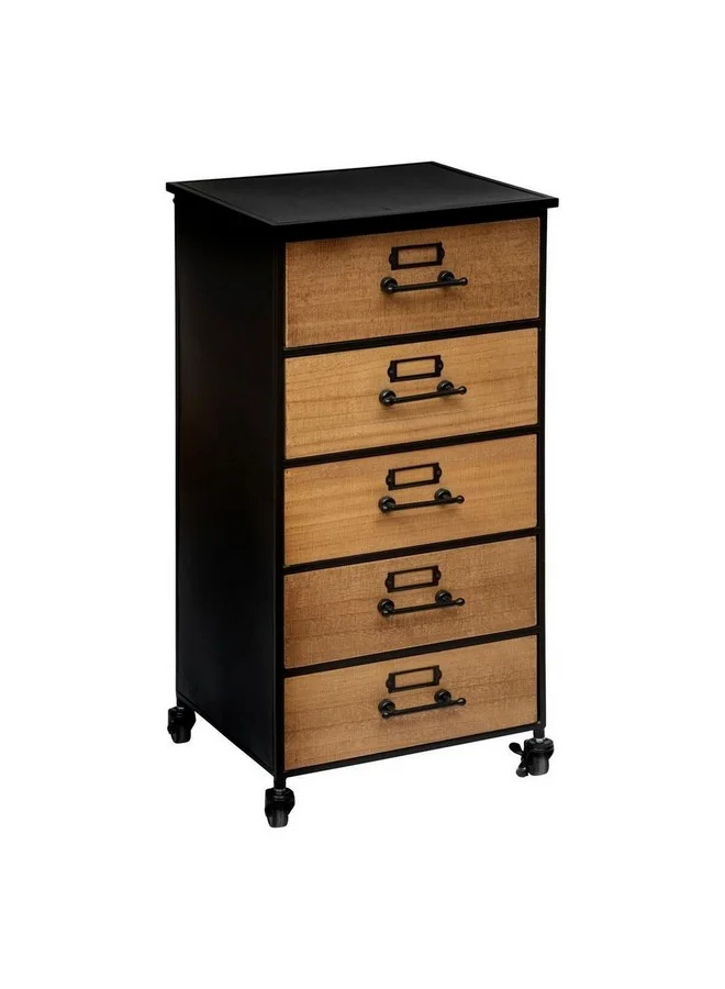 atmosphera Baris 5-Drawer Chest of Drawers with Wheels Black and Brown 87 x 42.8 x 42 cm 157255