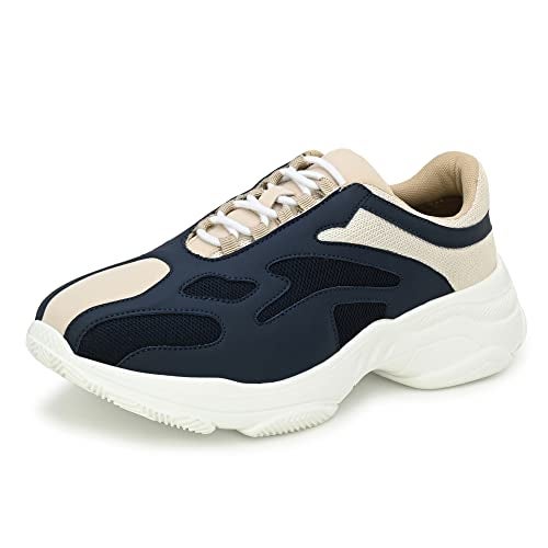 Cruiser Chunky Sneaker for Men | Bold & Trendy Design | Lightweight & Comfortable with Cushioned Insole | Perfect for Streetwear & Casual Outfits_Navy_9 UK - Image 1