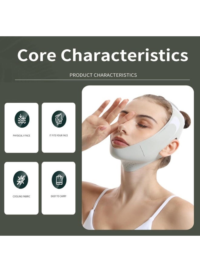 جهاز تصغير الذقن المزدوج، حزام شد الوجه على شكل حرف V، أداة نحت حزام شد الذقن لشد الوجه، حزام شد الوجه القابل لإعادة الاستخدام، حزام شد الوجه وشد الذقن، مزيل الذقن لأعلى، تركيبة حصرية لتحسين الفعالية، مُشكِّل خط الفك المضاد للترهل (رمادي) - Image 2