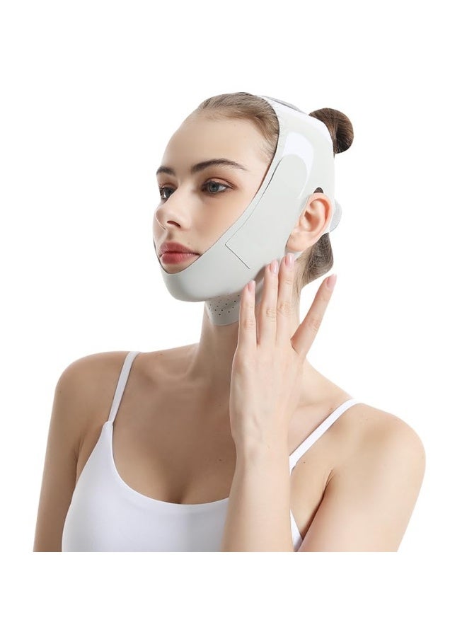 جهاز تصغير الذقن المزدوج، حزام شد الوجه على شكل حرف V، أداة نحت حزام شد الذقن لشد الوجه، حزام شد الوجه القابل لإعادة الاستخدام، حزام شد الوجه وشد الذقن، مزيل الذقن لأعلى، تركيبة حصرية لتحسين الفعالية، مُشكِّل خط الفك المضاد للترهل (رمادي) - Image 1