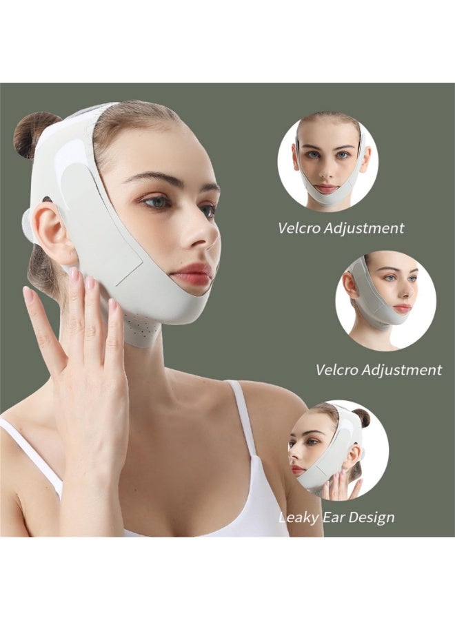 جهاز تصغير الذقن المزدوج، حزام شد الوجه على شكل حرف V، أداة نحت حزام شد الذقن لشد الوجه، حزام شد الوجه القابل لإعادة الاستخدام، حزام شد الوجه وشد الذقن، مزيل الذقن لأعلى، تركيبة حصرية لتحسين الفعالية، مُشكِّل خط الفك المضاد للترهل (رمادي) - Image 3