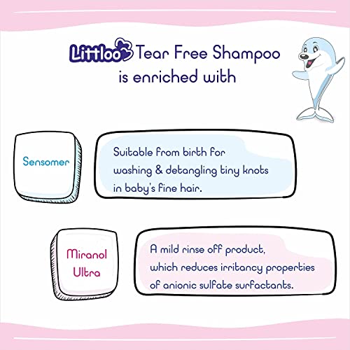 Littloo Gentle Tear Free Shampoo-Littloo Gentle Tear Free Shampoo for Babies, Enriched with Glycerine and Mild Cleansers Moisturizes Hair - 100 ml (Pack of 2) - Image 3