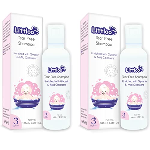 Littloo Gentle Tear Free Shampoo-Littloo Gentle Tear Free Shampoo for Babies, Enriched with Glycerine and Mild Cleansers Moisturizes Hair - 100 ml (Pack of 2) - Image 1