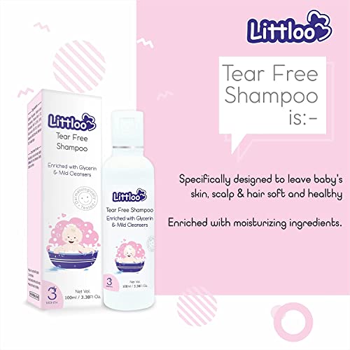 Littloo Gentle Tear Free Shampoo-Littloo Gentle Tear Free Shampoo for Babies, Enriched with Glycerine and Mild Cleansers Moisturizes Hair - 100 ml (Pack of 2) - Image 2