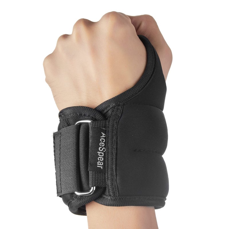 AceSpear Wrist Weights with Thumb Loops Lock for Men Women 1lb*2 2lbs*2 3lbs*2 Ankle Weights Weighted Gloves for Running Strength Training Walking Exercises (Black, 1 lb x 2) - Image 1