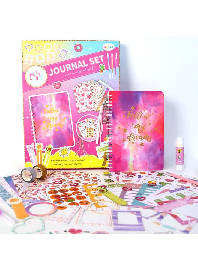 Bluejw Cross-border DIY JOURNAL SET Pink Hand Account Diary Gift Box Scrapbook Sticker Children's Diary Suit - Image 2