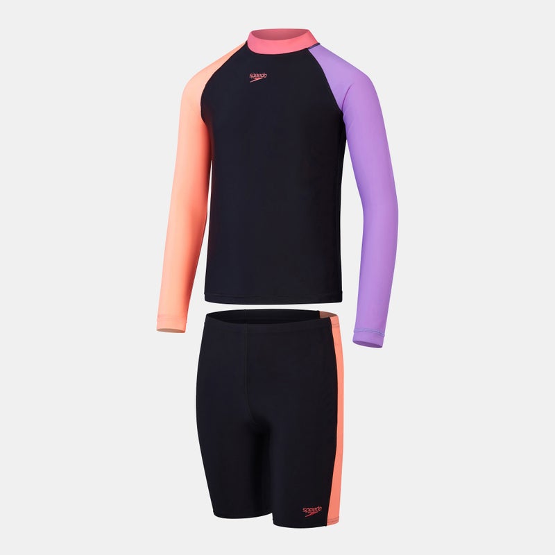 speedo Kids' Colourblock Rashguard and Jammers Set - Image 1