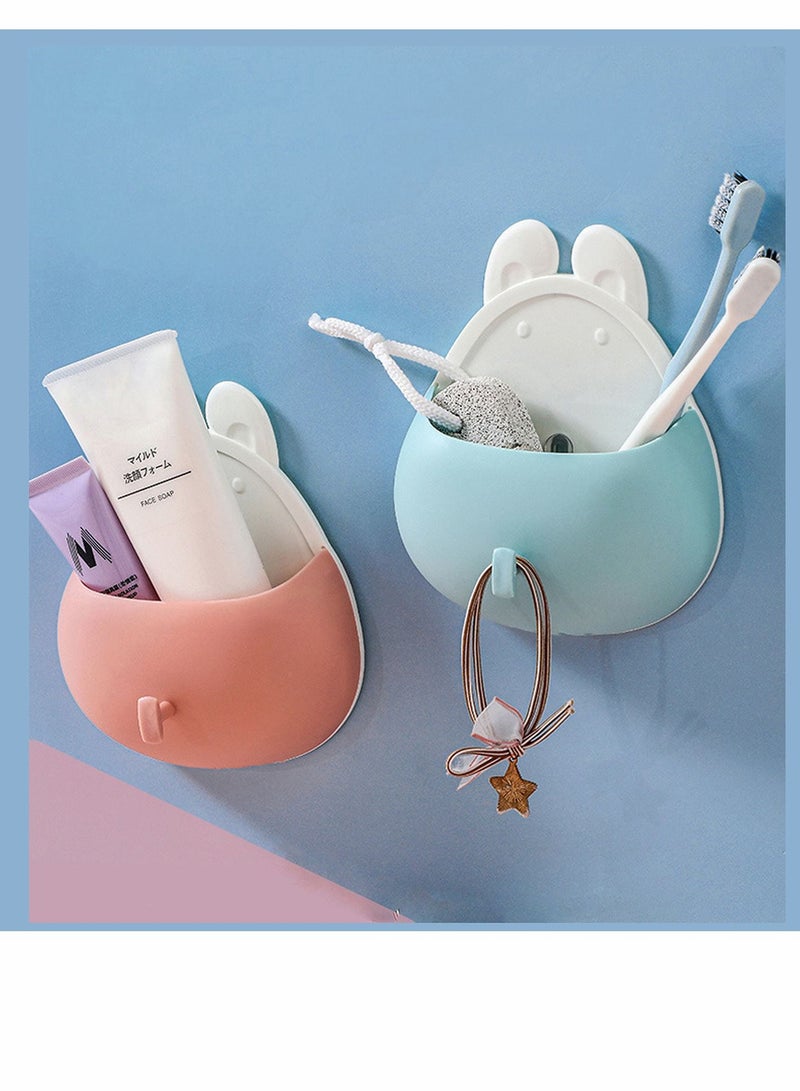 Y&D New Rabbit Style Wall Hanging Storage Box Bathroom Toothpaste Toothbrush Storage Rack Non-perforated Strong Draining Storage Box - Image 2
