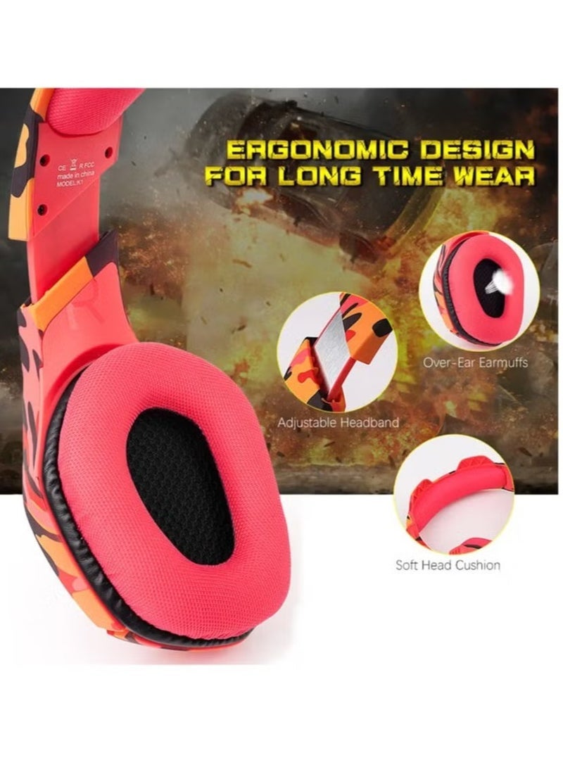 onikuma Gaming Headphones 3.5mm Stereo USB LED Headphones with Omnidirectional Microphone – High-Quality Sound for Gaming, Streaming, and Communication – Comfortable, Noise-Canceling Design with Adjustable Headband - Image 4