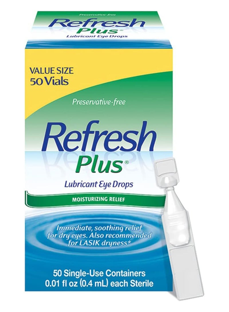 ريفريش قطرات تشحيم للعين، خالية من المواد الحافظة، 0.01 أونصة سائلة، عبوات تستخدم لمرة واحدة، 50 قطعة - Image 1