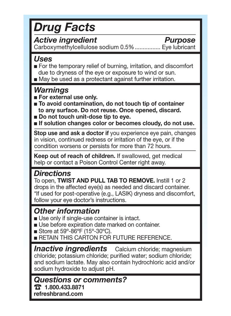 ريفريش قطرات تشحيم للعين، خالية من المواد الحافظة، 0.01 أونصة سائلة، عبوات تستخدم لمرة واحدة، 50 قطعة - Image 4