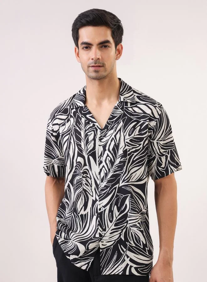 ترولوم قميص رايون مطبع بقصة واسعة للرجال