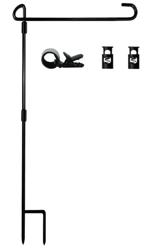 Akeydeco Garden Flag Stand-Holder-Pole with Flag Stopper and Clip Waterproof Powder-Coated Paint for House Flags,Decorative Yard Seasonal Flags - Image 1