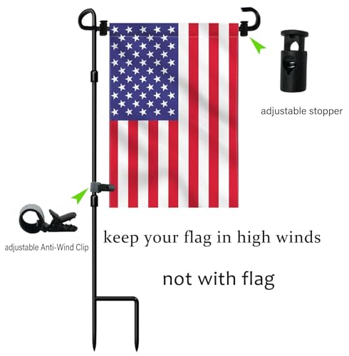 Akeydeco Garden Flag Stand-Holder-Pole with Flag Stopper and Clip Waterproof Powder-Coated Paint for House Flags,Decorative Yard Seasonal Flags - Image 2