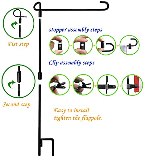 Akeydeco Garden Flag Stand-Holder-Pole with Flag Stopper and Clip Waterproof Powder-Coated Paint for House Flags,Decorative Yard Seasonal Flags - Image 3