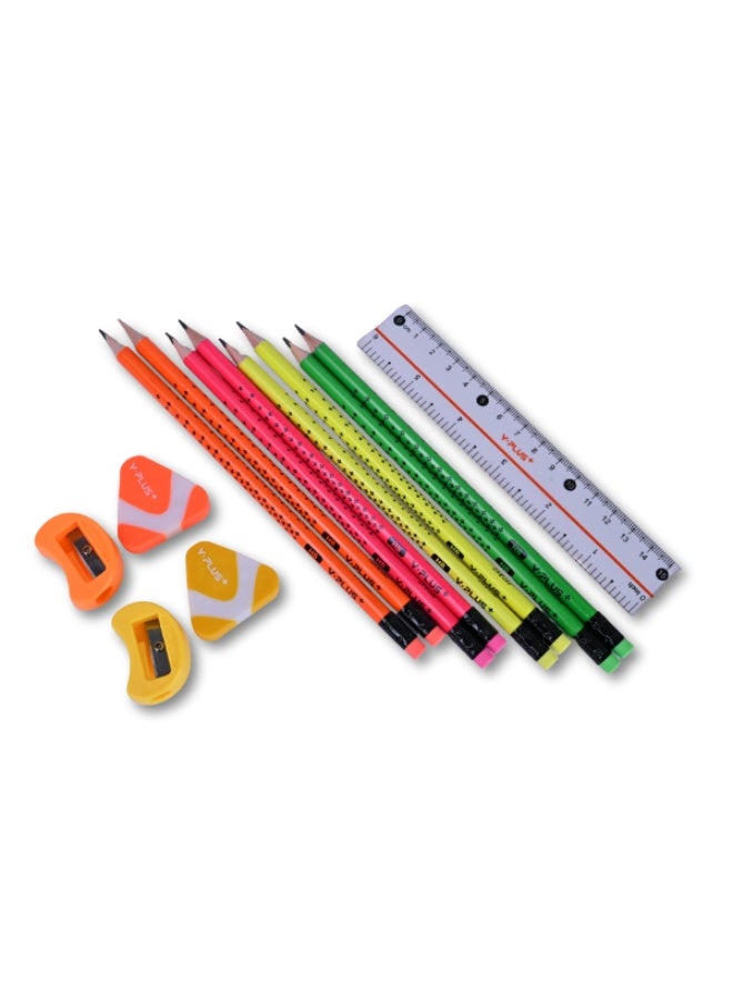 Y plus+ Y-PLUS+ Star on the Move Kit - 8 Neon Pencils with Accessories - Image 2