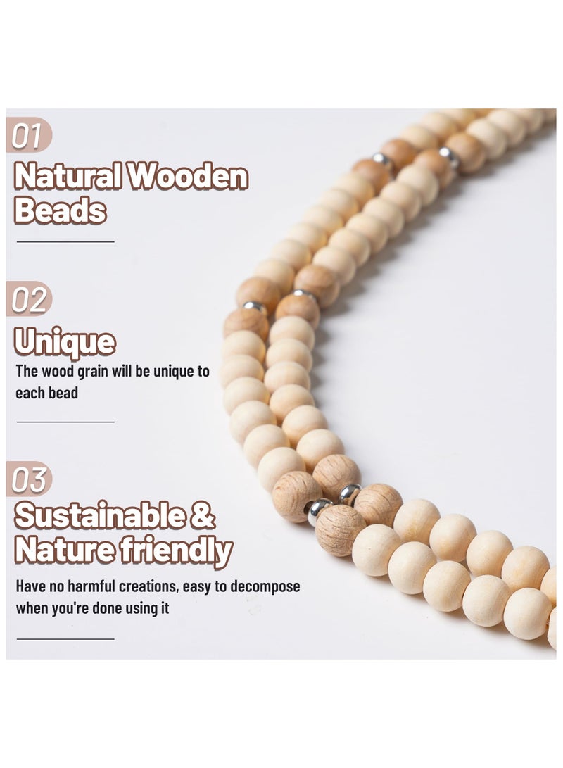 Lanyards for Id Badges for Women, Cute Teacher Lanyard with ID Holder and Retractable Badge Reel for Keys, Wooden Beaded Keychain Lanyard - Image 2