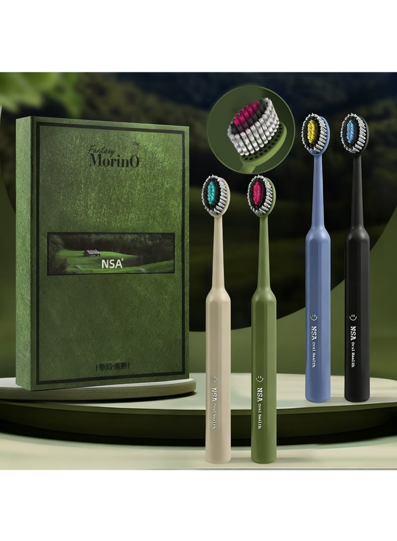 NAS Wide Head Manual Soft Toothbrush for Adults, Manual  Toothbrushes Set,Adult Manual Soft Toothbrush Set (4 Sets per Box), All-Round Care of Teeth and Gums - Image 1