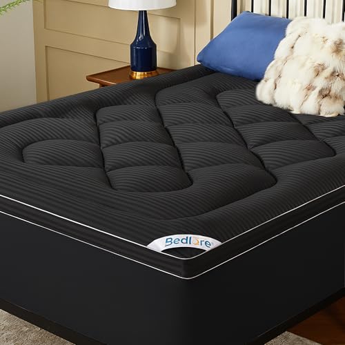 BEDLORE Queen Mattress Topper Thick Pillow Top Pad for Back Pain Relief Soft Mattress Cover with Deep Pockets 618 inchBlack - Image 1