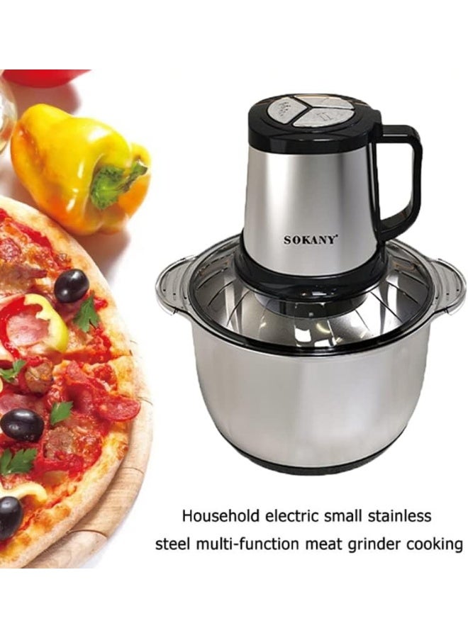 Sokany SK-7015 Electric Meat Grinder & Food Processor – 800W, 5L Stainless Steel Bowl, 4 Blades - Image 2