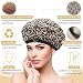 Boloye Flaxseed Deep Conditioning Heat Cap - Boloye Cordless 100% Safe Microwave Hot Cap for Natural Curly Textured Hair Care, Drying, Styling, Curling, Universal size (10 PCS One-time shower cap) (Leopard) - Image 3