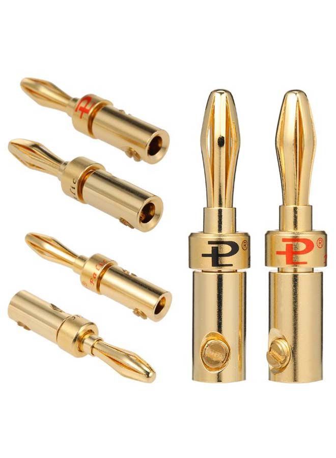 NIBEMINENT Pair Of 8 Banana Amplifier Connector Plug Gold - Image 2