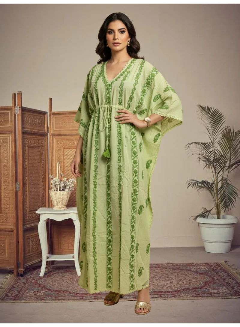 الايا قفطان شيكانكاري رايون مطرز يدويًا-AL3474