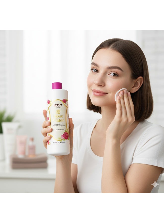 Ican London Rosewater 500ml – Pure, Gentle, Hydrating for All Skin Types - Image 4