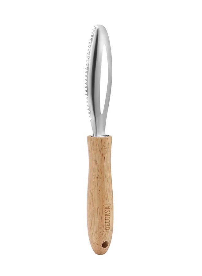 DELCASA Delcasa Fish Scale Scraper With Wooden Handle DC2782 - Image 2