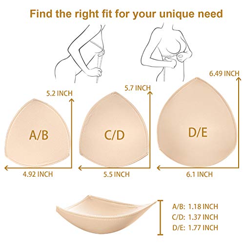 TopBine Bra Pads Inserts (2 Pairs D/E Beige, D/E) - Image 4