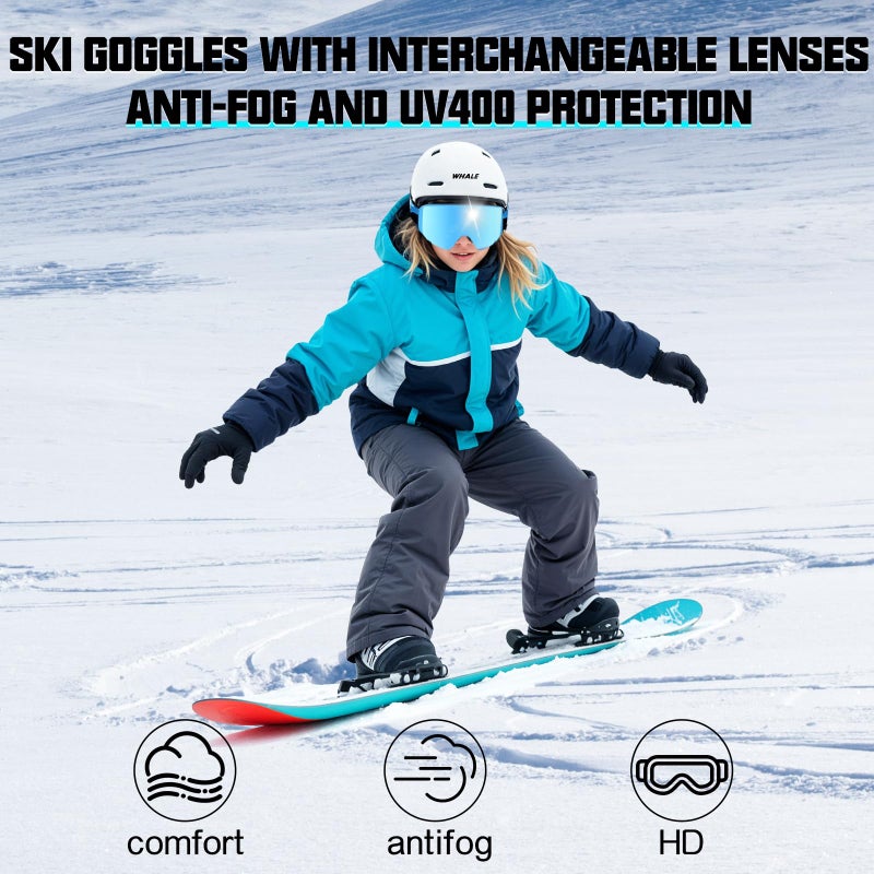 Whale Professional Ski Goggles With A Frameless, Interchangeable Lens Design, Anti-Fog And UV400Protection, Suitable For Both Men And Women(Blue electroplating) - Image 4