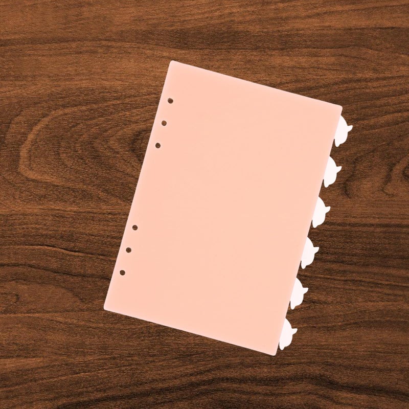 6 Hole A5 Plastic Ring Binder Dividers 6pcs Pink Page Markers for Notebook Indexing - Image 5