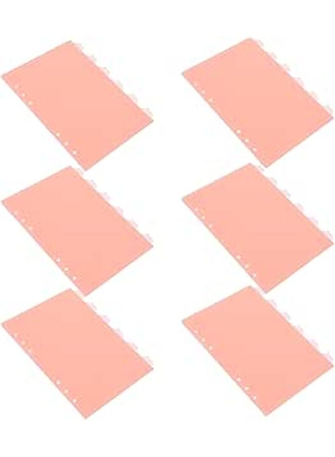 6 Hole A5 Plastic Ring Binder Dividers 6pcs Pink Page Markers for Notebook Indexing - Image 1