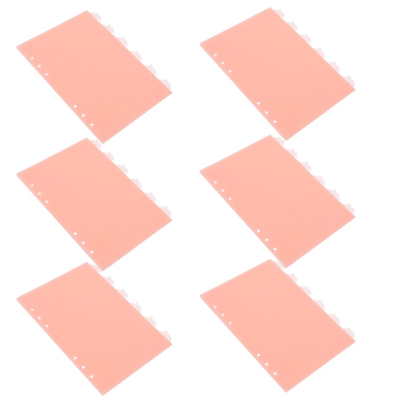 6 Hole A5 Plastic Ring Binder Dividers 6pcs Pink Page Markers for Notebook Indexing - Image 2