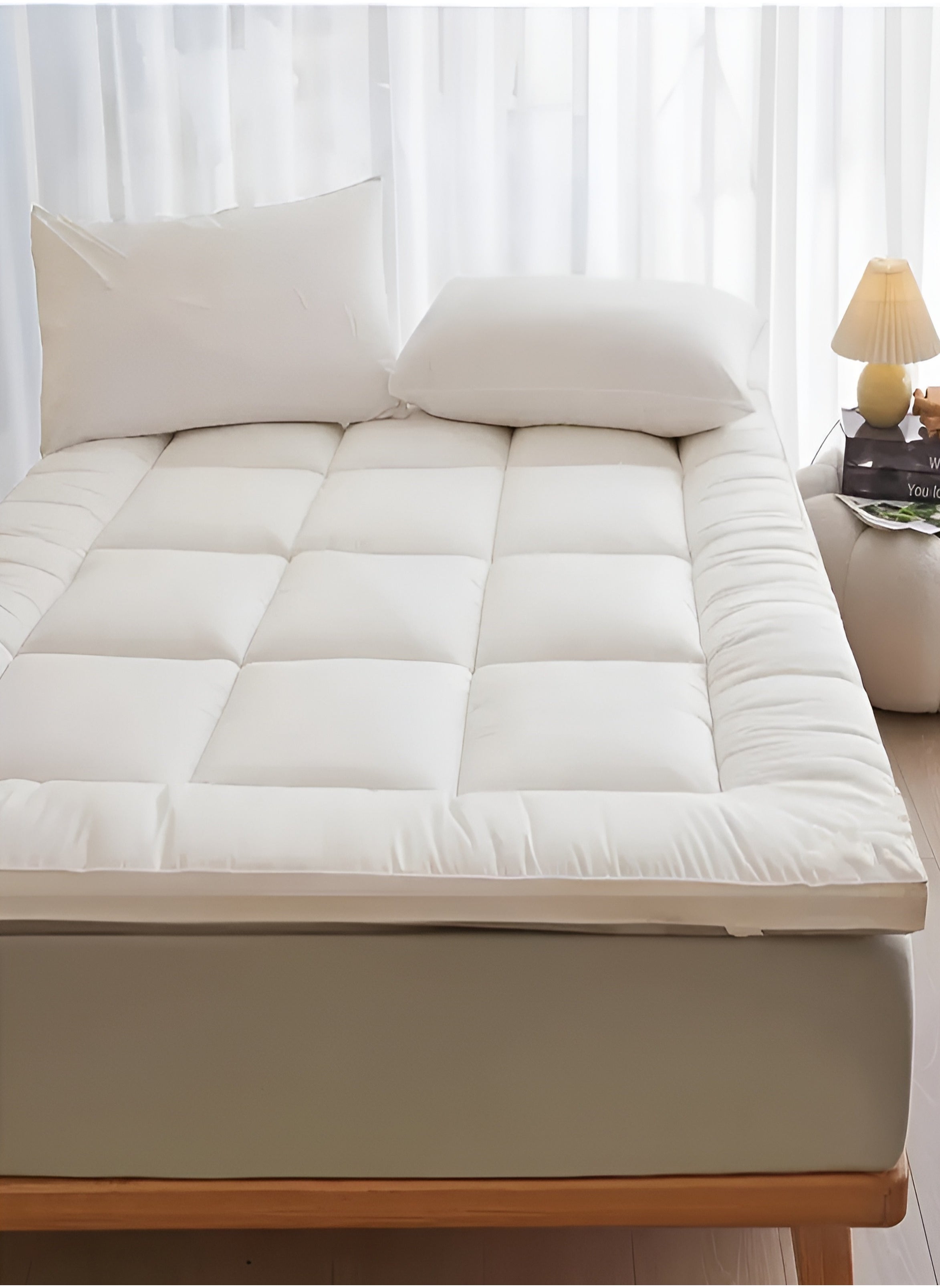 MAXQON Mattress Topper 6CM Thickness  Quilted Microfiber 600gsm, King/Queen/Double/Single Sizes, Color White 