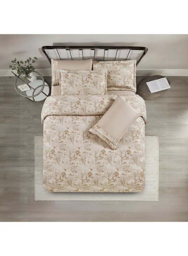 Unique Home Lifestyle Chenille Super King Floral Printed All Season 6 Piece Comforter Set - 260x240cms