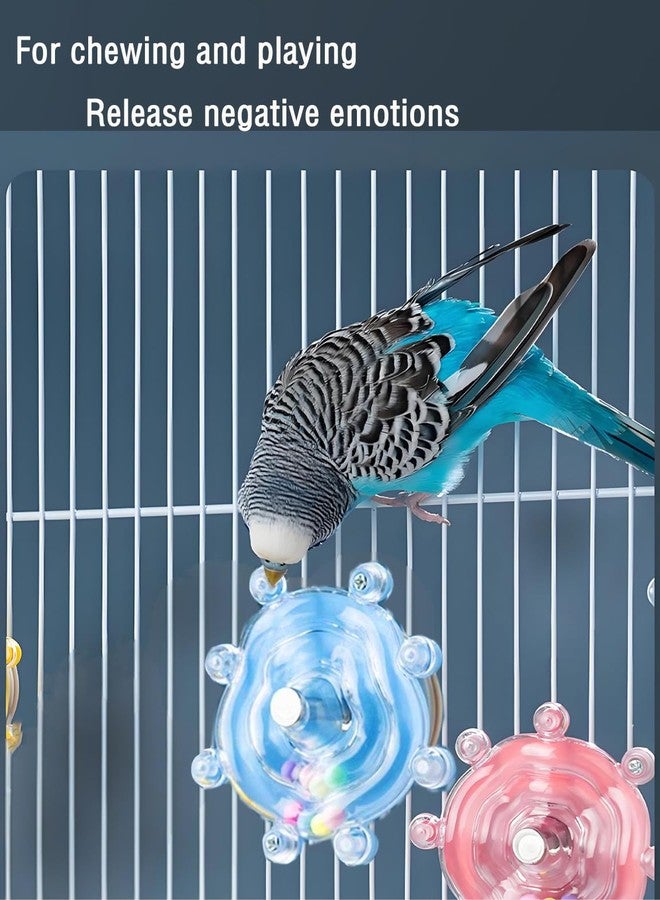 CTAILSOD Bird Toys, 2PCS Conure Spinning Rotating Toy Parrot Rattle Toys Cute Bird Cage Accessories for Small to Medium Birds, Blue/Yellow - Image 5