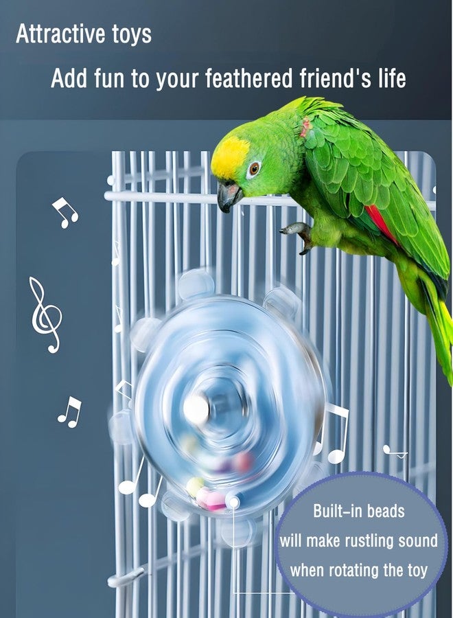 CTAILSOD Bird Toys, 2PCS Conure Spinning Rotating Toy Parrot Rattle Toys Cute Bird Cage Accessories for Small to Medium Birds, Blue/Yellow - Image 4