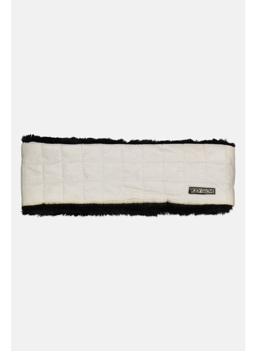 Body Glove Shiny Quilted Fur Lined Headband, White  - Image 1