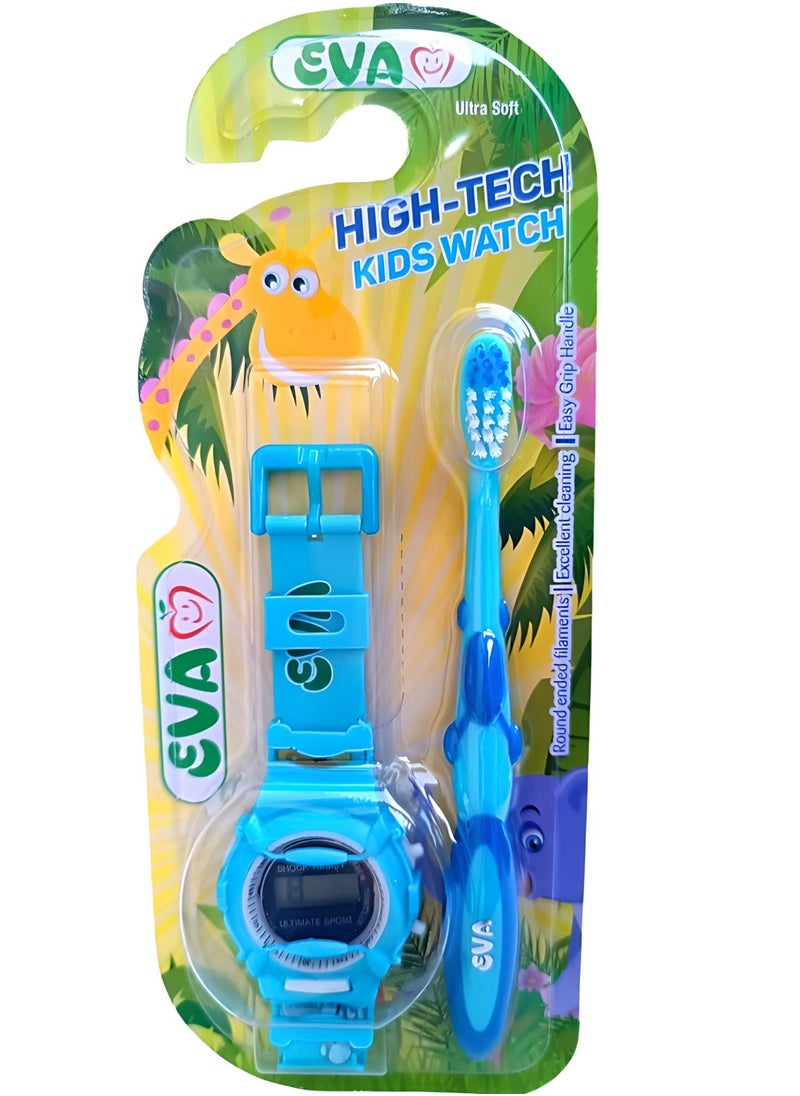 Eva Tooth Brush with a Kids Watch - Blue 
